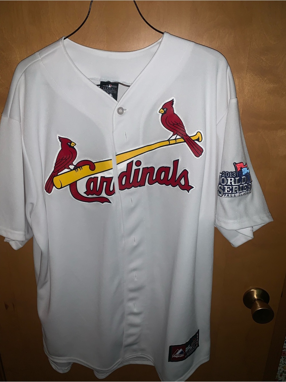 Majestic White St. Louis Cardinals Home Jersey with Red and Yellow Logo